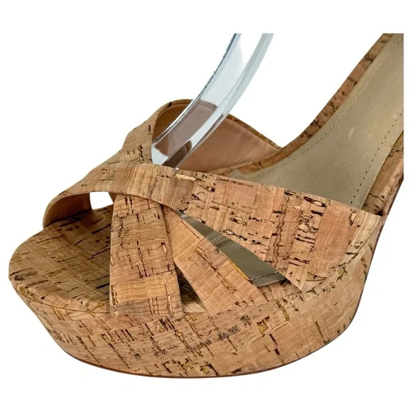 Schutz Keefa Tan Cork Womens Platform Heels Size 9.5M - Picture 7 of 16